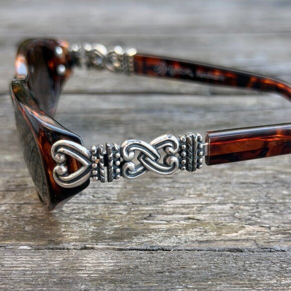 Brighton Sabrina Tortoise Shell Sunglasses Silver Heart Case 52-17 Vintage Brown - Picture 3 of 16
